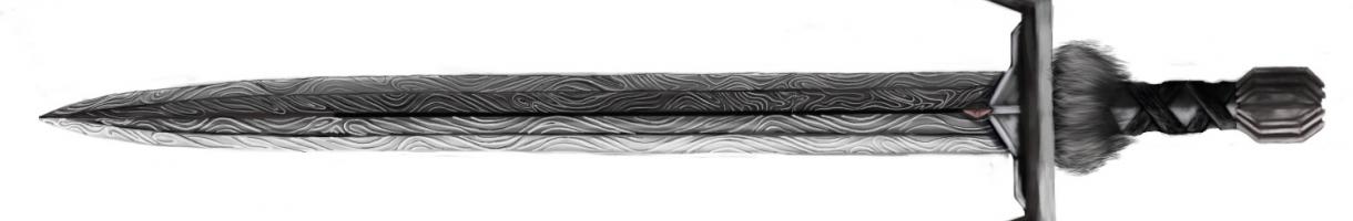 The model of a sword fully drawn with Photoshop. For higher realism I added damask steel highlights on the blade.